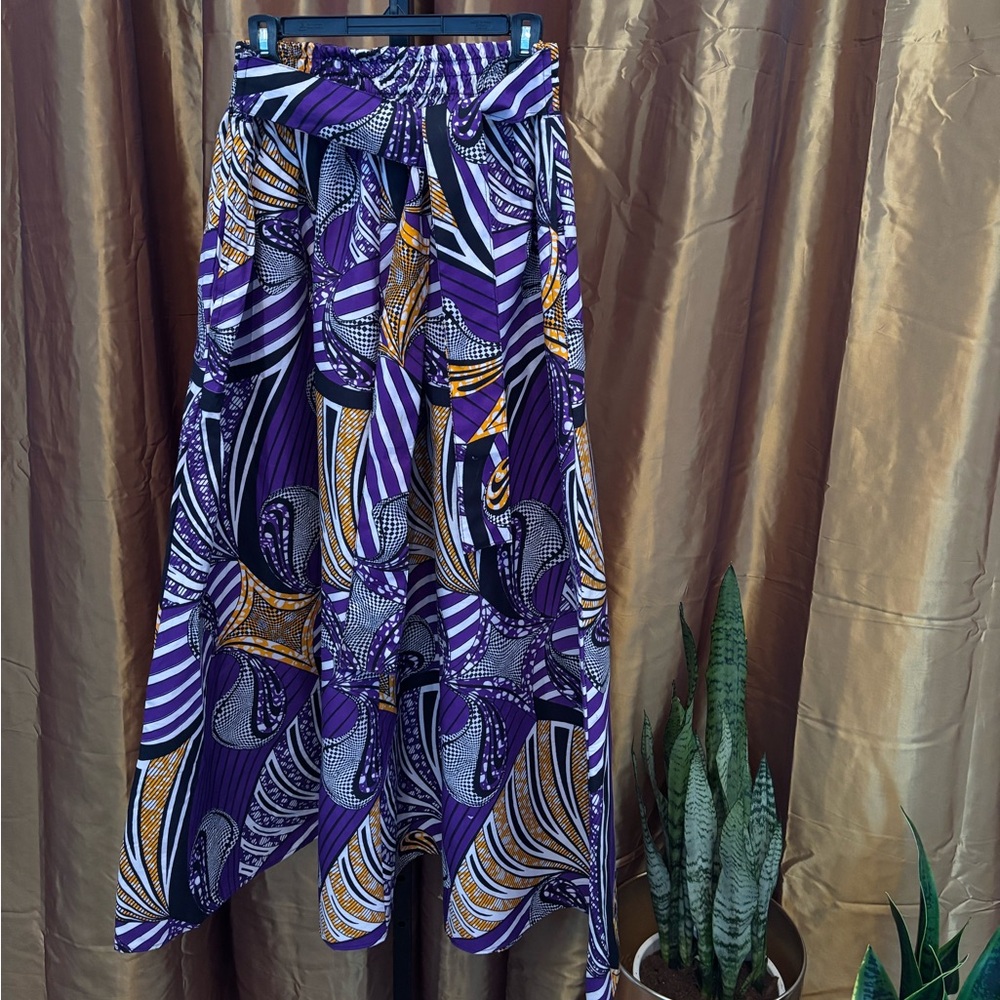 African Clothed Purple Patterned Maxi Skirt